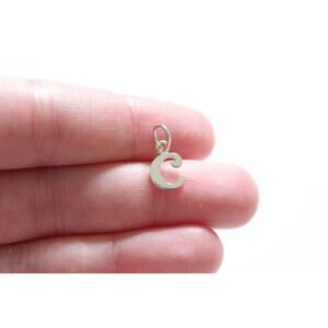 Sterling Silver Lowercase C Initial Charm, C Initial, Large C Letter Pendant